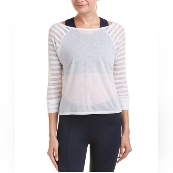 White Stripe Three-Quarter Sleeve Boatneck. Two available - Picture 2 of 3